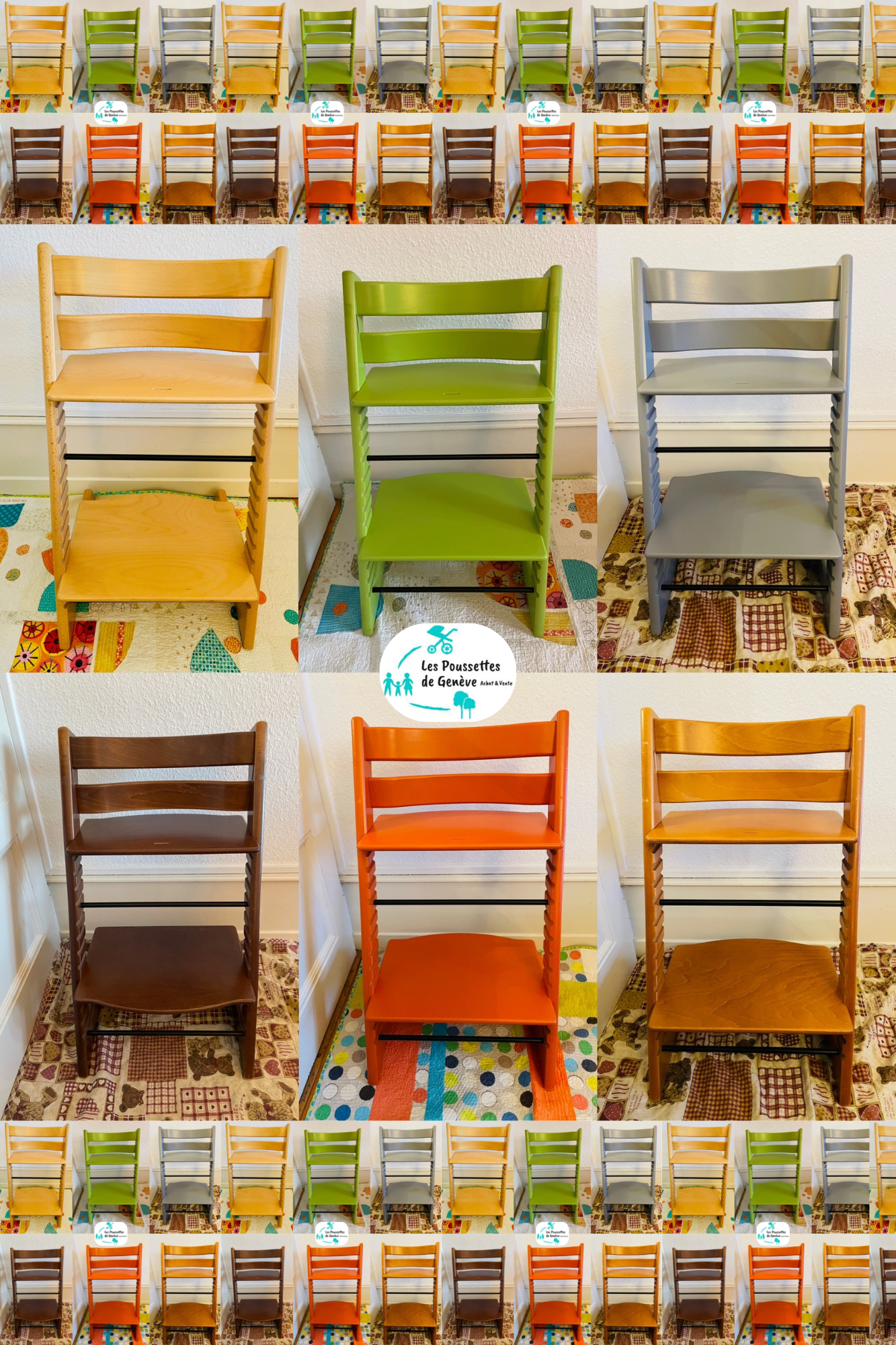 Chaises évolutives en bois Tripp Trapp Stokke naturel gris noir bleu